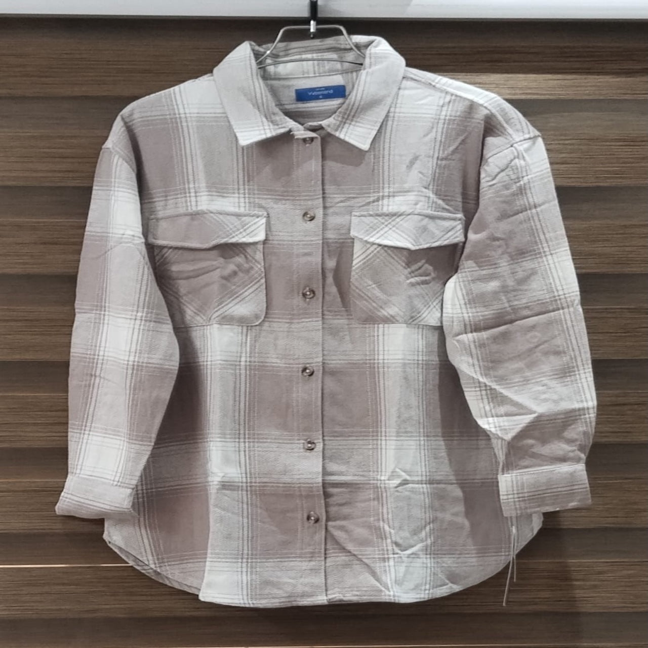 Women's Beige & Cream Plaid Flannel Shirt – Weekend Collection