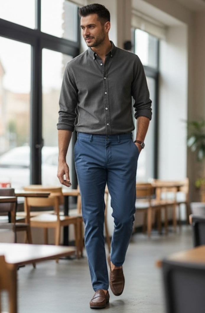 American Eagle Men's Classic Straight Chino Pants – Medium Blue / Indigo