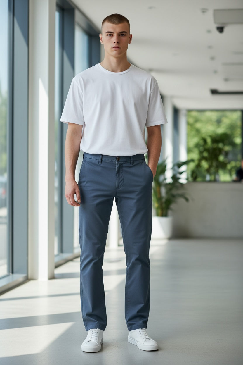 American Eagle Men's Classic Straight Chino Pants – Slate Blue / Steel Blue