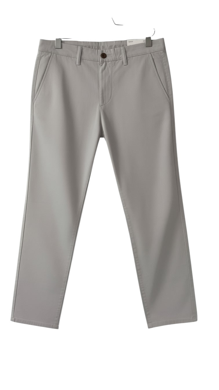 American Eagle Men's Classic Straight Chino Pants – Light Grey