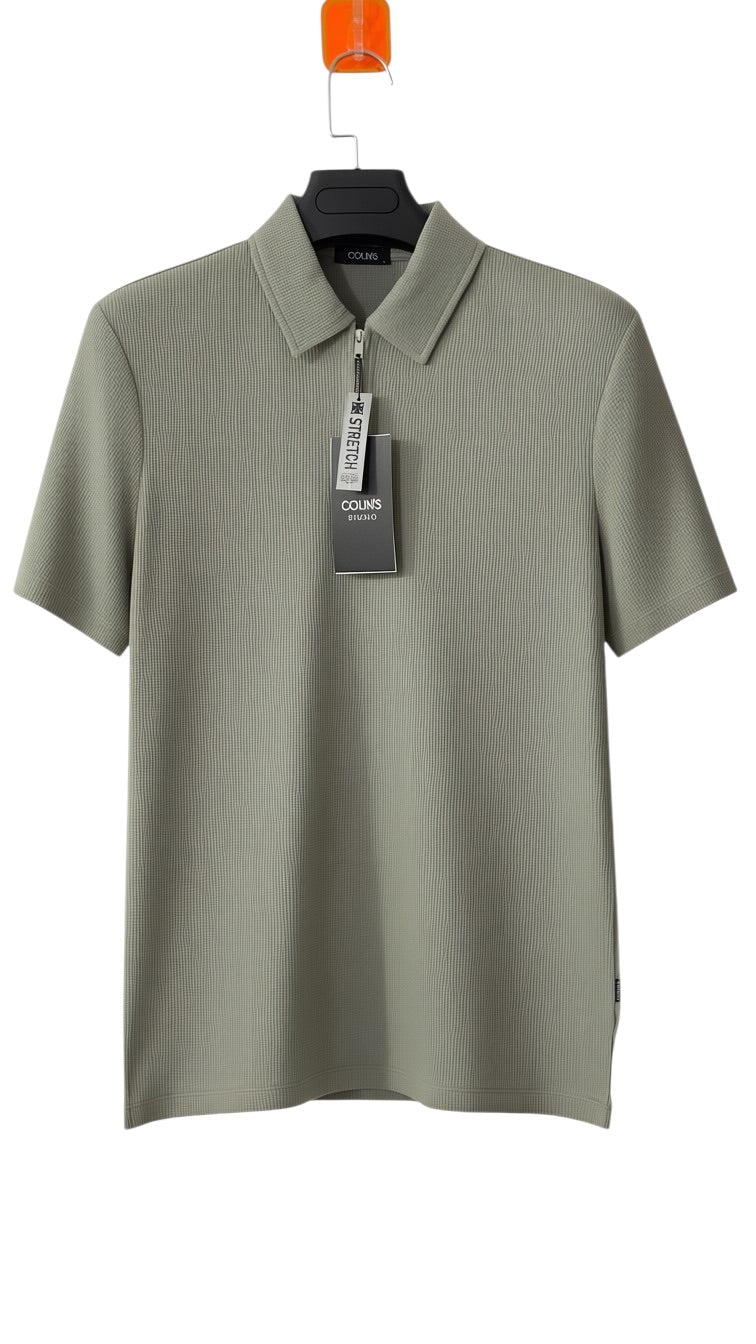 Colin's Studio Stretch Zip-Collar Polo Shirt – Sage Green