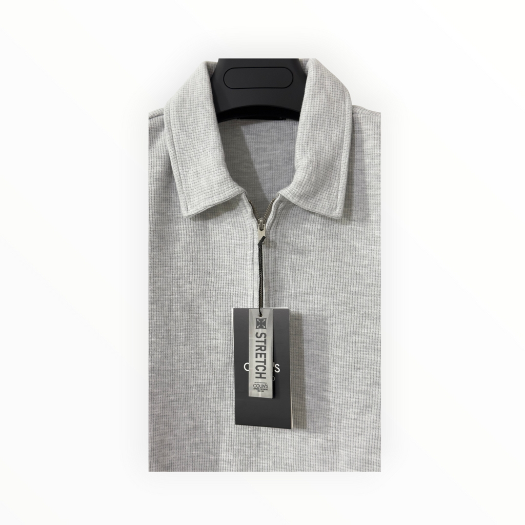 Colin's Studio Stretch Zip-Collar Polo Shirt – Heather Grey