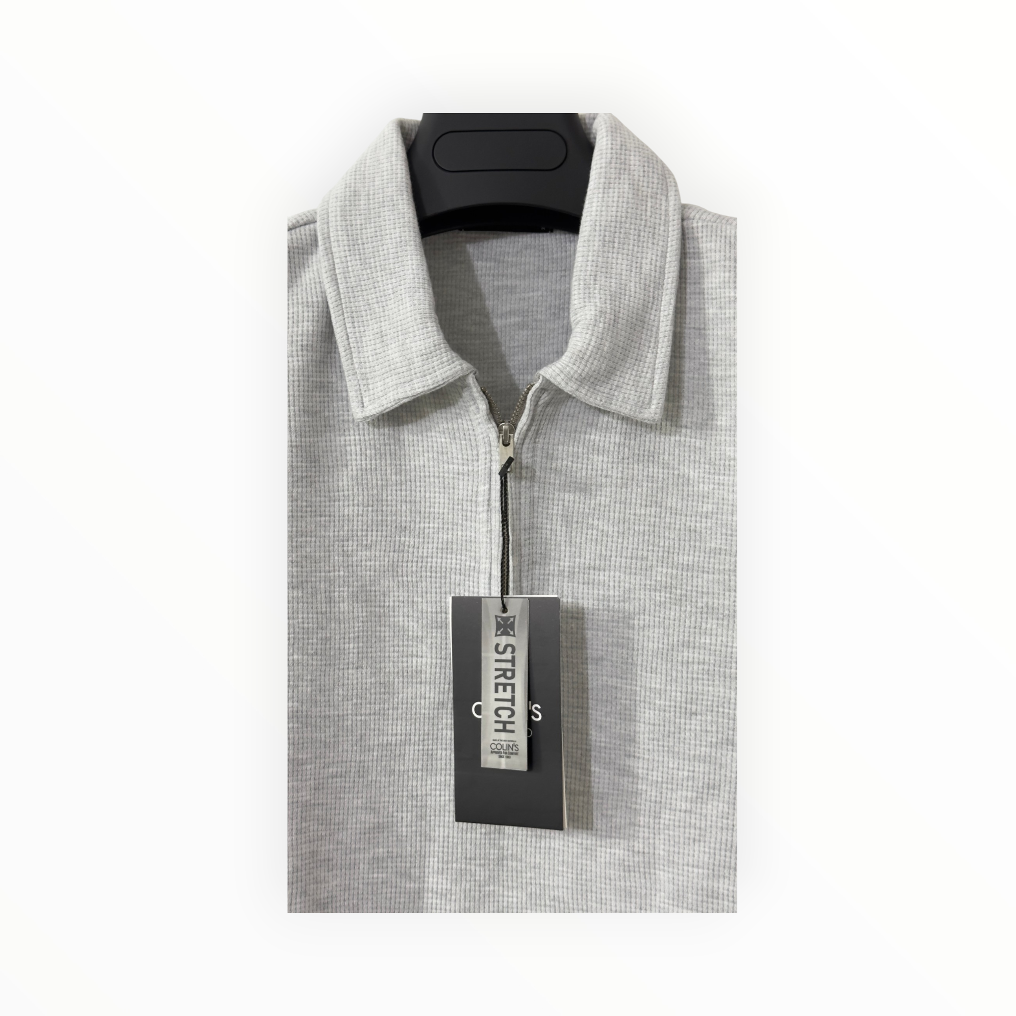 Colin's Studio Stretch Zip-Collar Polo Shirt – Heather Grey