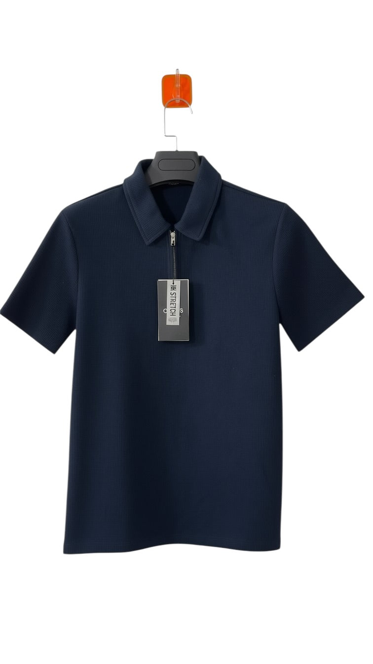 Colin's Studio Stretch Zip-Collar Polo Shirt – Navy Blue