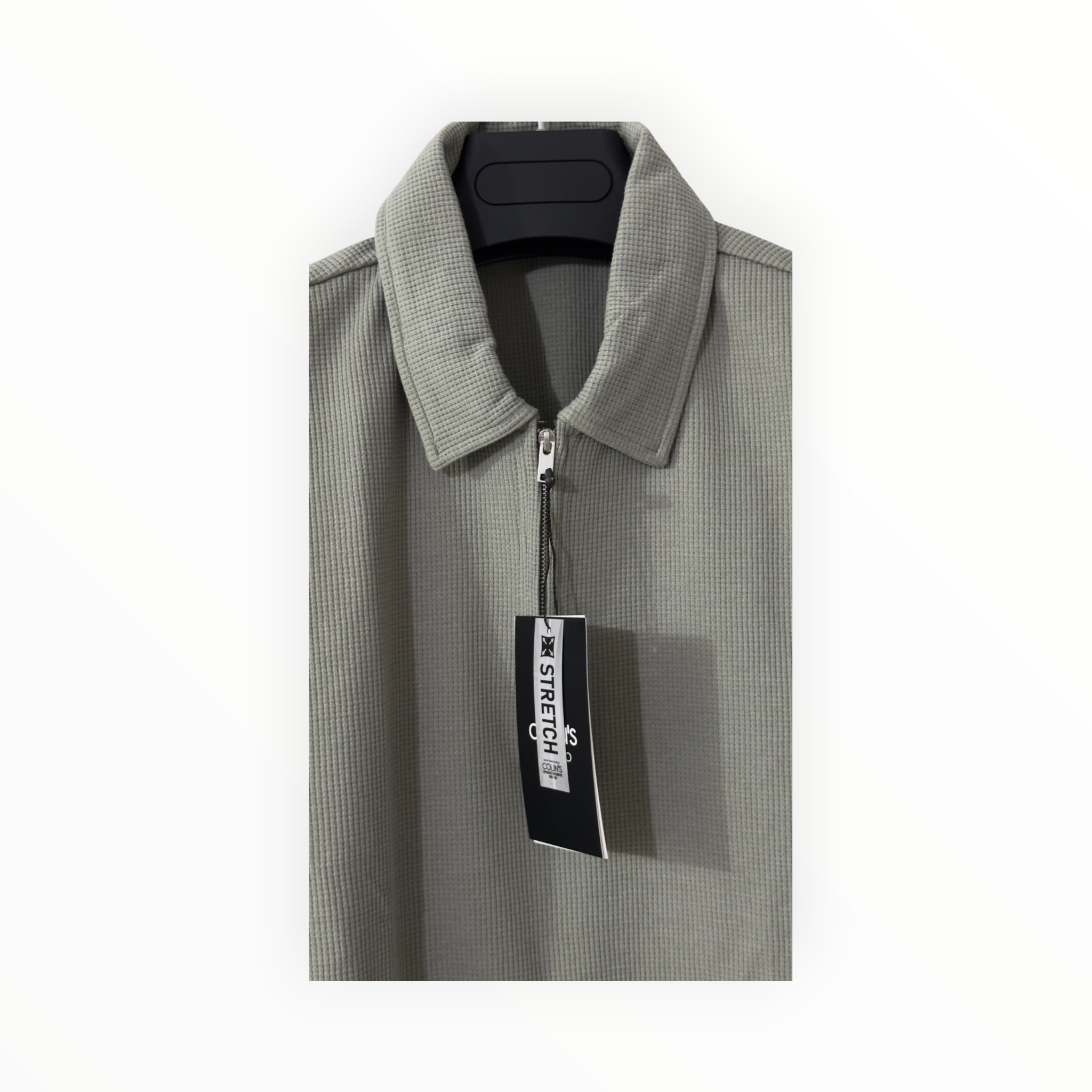 Colin's Studio Stretch Zip-Collar Polo Shirt – Sage Green