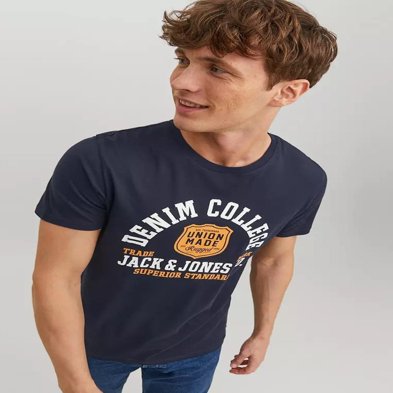 Jack & Jones Denim College Union Made Navy T-Shirt for Men